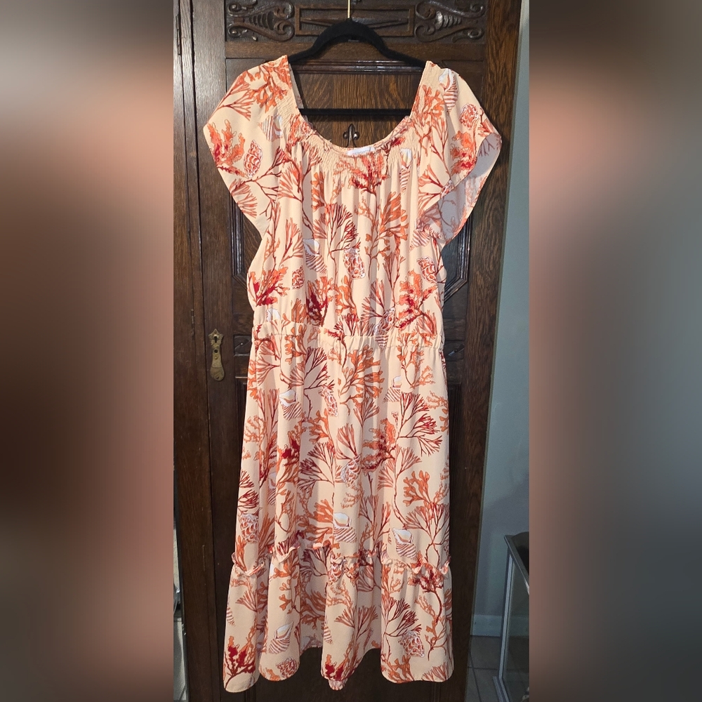 Liz Claiborne Coral and Orange Floral Dress
